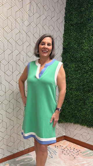 Green Dress with Contrast trim