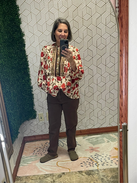 Ecru fall floral blouse Size 6m