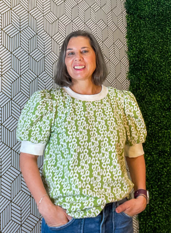 Avacado puff sleeve shirt 