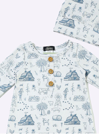 Hazy Farms Knotted Baby Gown & Hat Set