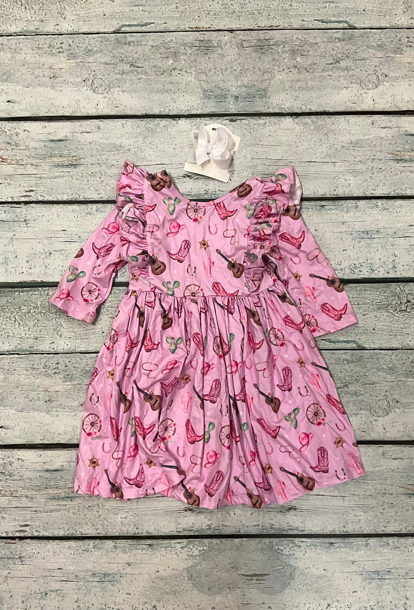 Boot Scootin' 3/4 Sleeve Ruffle Twirl Dress