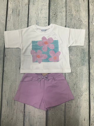 Flower Trio Shirt-130 Kids Tops-Mayoral USA-Baby In Bloom