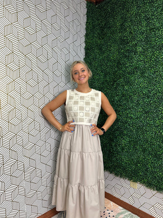 Crochet Top Mixed Fabric Dress