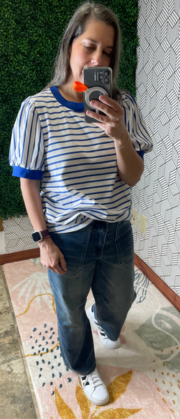 Royal Blue Puff Sleeve Shirt
