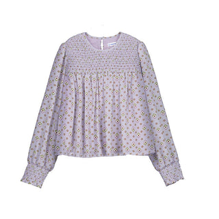 Girls' Smocked Chiffon Long Sleeve Blouse – Elegant Boho Party Top-130 Kids Tops-Mayoral USA-Baby In Bloom