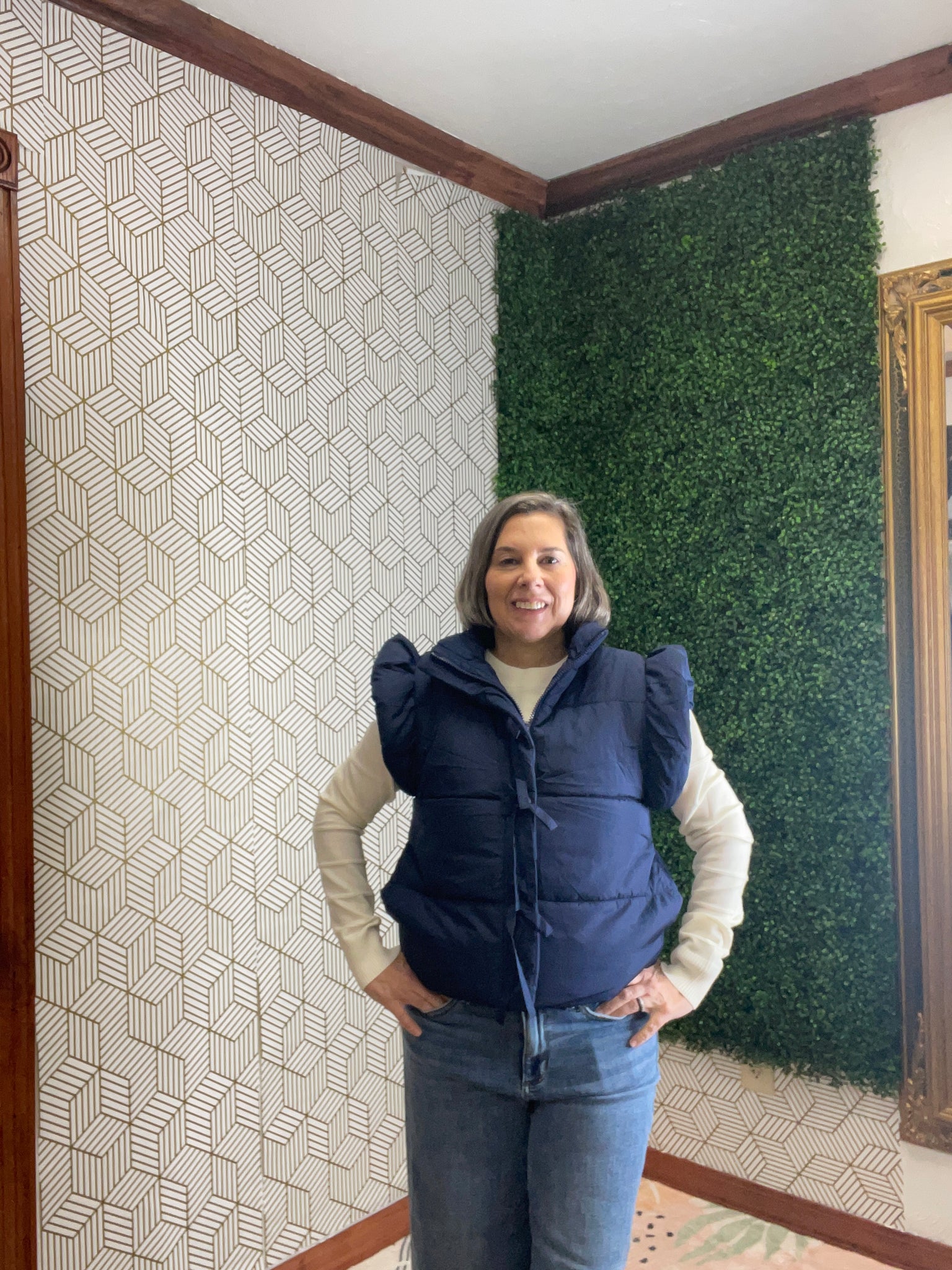 Navy Blue Vest with Bow Accent