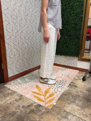 The Luna White Oversized Cuff Jeans-220 Womens Bottoms-Entro-Baby In Bloom