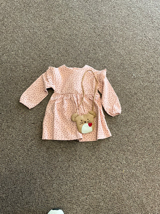 Soft Cotton Polka Dot Ruffle Dress with Matching Mouse Purse Set-160 Dress/Romper/Jumpsuit-Mayoral USA-Baby In Bloom