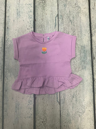 Purple Shirt with Flower-130 Kids Tops-Mayoral USA-Baby In Bloom
