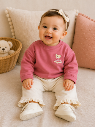 Soft Ruffle-Hem Joggers – Warm Sand-140 Kids Bottoms-Mayoral USA-Baby In Bloom