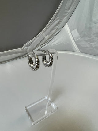 Silver Croissant Hoop Earrings