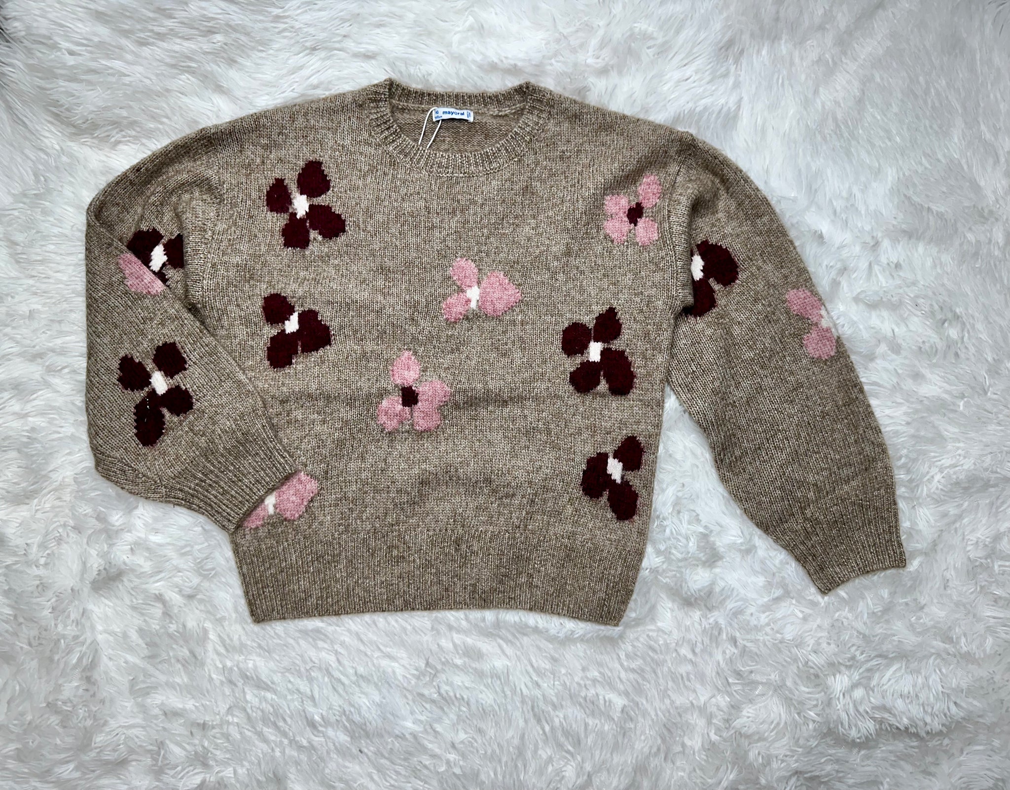 7306 Brown Flower Sweater