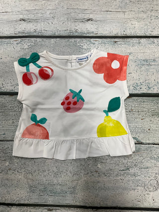 Fruit Print Peplum Top-130 Kids Tops-Mayoral USA-Baby In Bloom