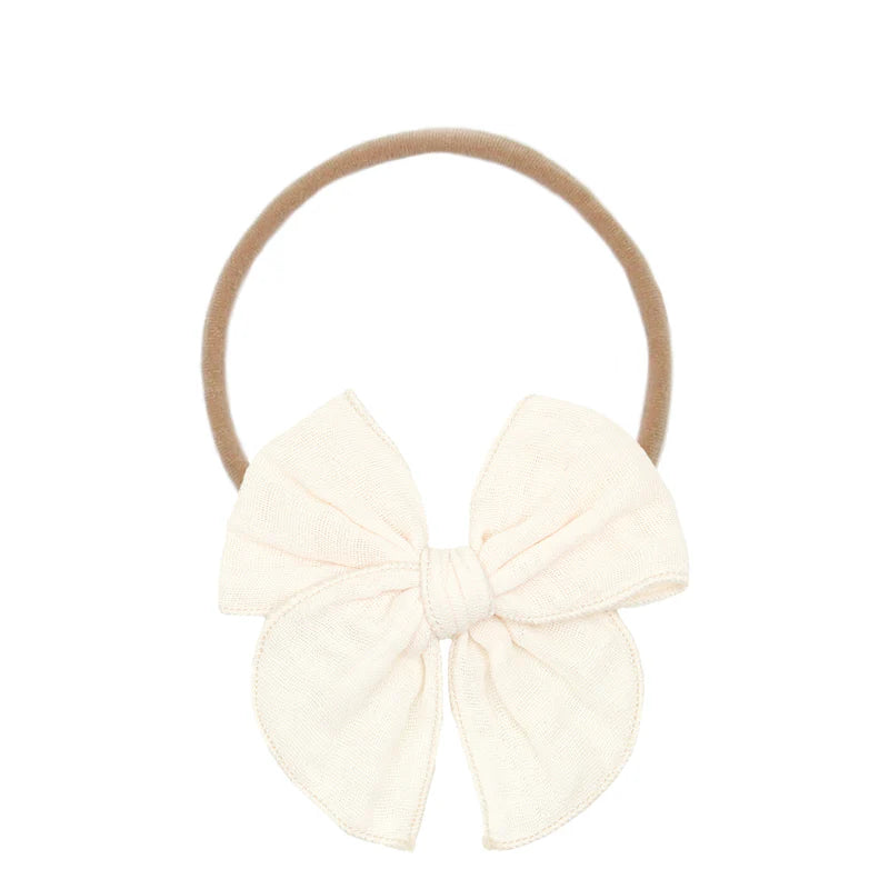 Cloud Muslin Heirloom Bow Headband