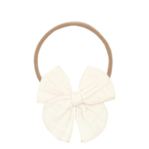 Cloud Muslin Heirloom Bow Headband