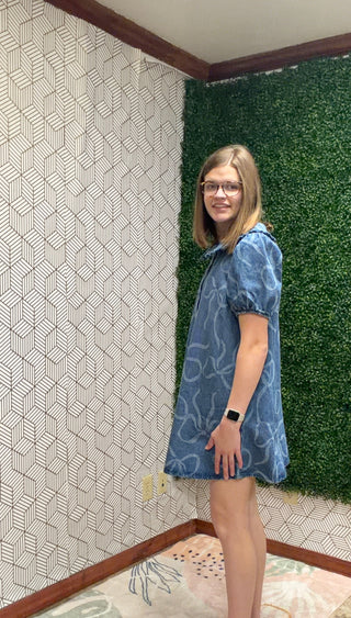 Bow Pattern Denim Dress-230 Womens Dress/Romper/jump-Blu Pepper-Baby In Bloom