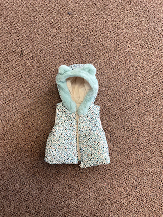 Little Bloom Floral Puffer Vest – Hooded Faux Fur Gilet with Ears-130 Kids Tops-Mayoral USA-Baby In Bloom