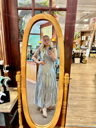 Womens Charcoal Stripe Dress