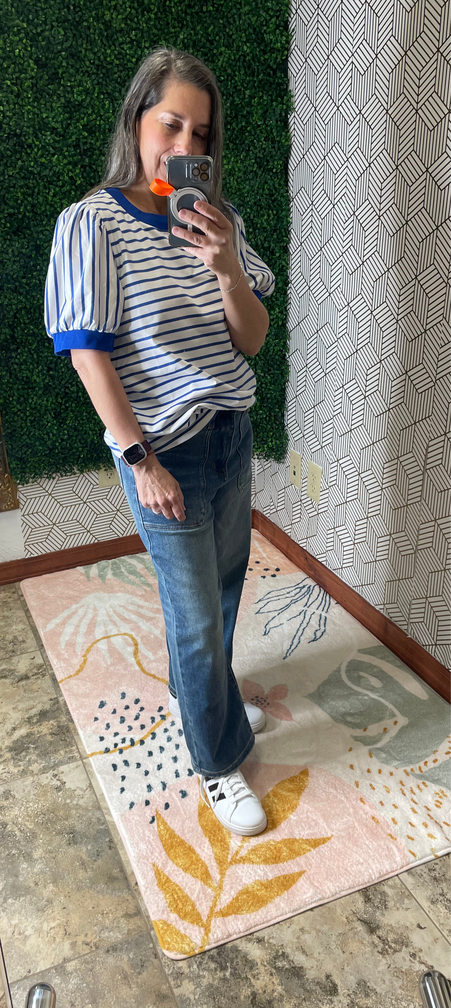 Royal Blue Puff Sleeve Shirt
