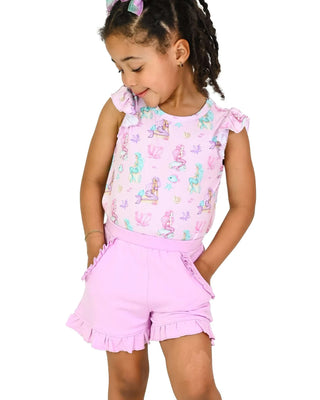Ariella Girls Pink Terry Ruffle Shorts – Ultra-Soft Summer Loungewear-140 Kids Bottoms-Lev Baby-Baby In Bloom