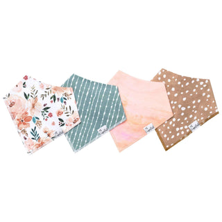 Copper Pearl 4-Pack Baby Bandana Bibs – Autumn Floral & Neutral Collection
