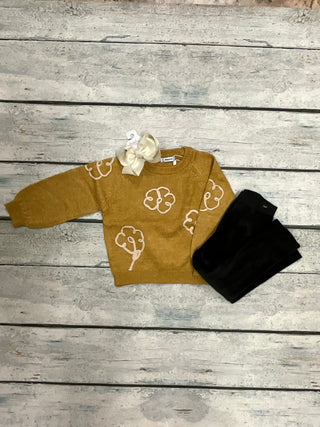 Mustard Flower Applique Sweater
