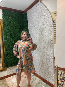 Navy floral print dress
