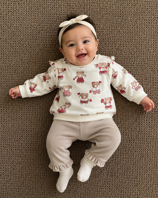 Soft Ruffle-Hem Joggers – Warm Sand-140 Kids Bottoms-Mayoral USA-Baby In Bloom