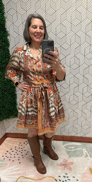 Charcoal Fall Floral Dress 