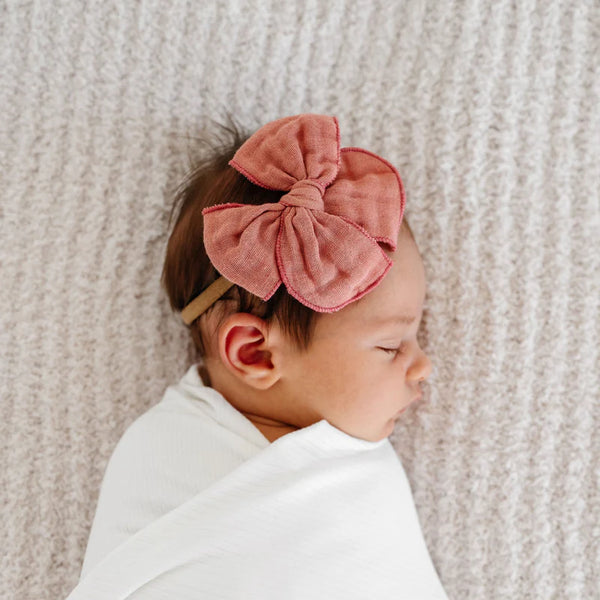 Cloud Muslin Heirloom Bow Headband