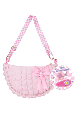 Bowtiful Pink Puffer Crossbody Bag Set with Matching Hair Clips-190 Toys-Hot Focus-Baby In Bloom
