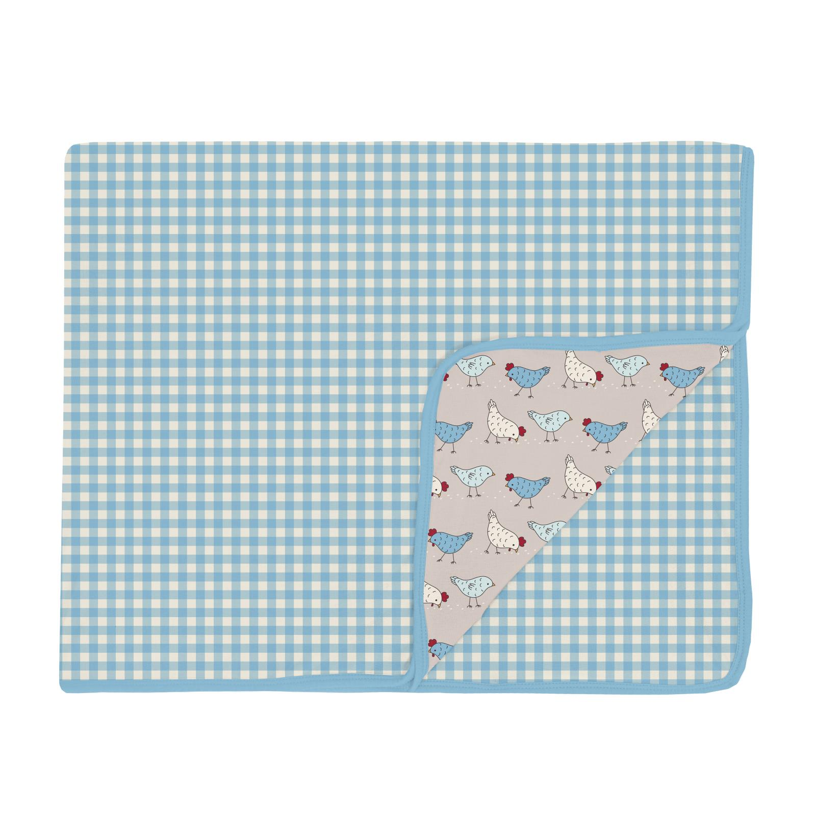 Seaside Gingham and Latte Chicken Toddler Blanket