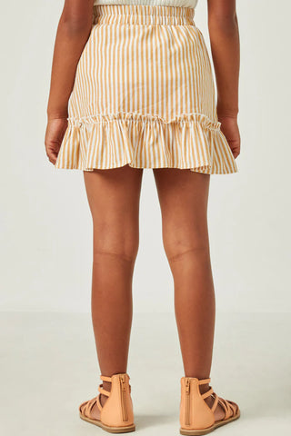 Back Mustard Stripe Ruffle Skirt 