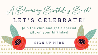 Invitation card for a 'Blooming Birthday Bash' with floral design and text | Birthday Club | Baby in Bloom | Kingfisher, OK
