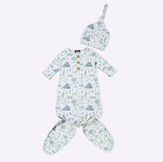 Hazy Farms Knotted Baby Gown & Hat Set