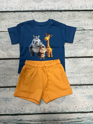 Cobalt Blue Animal Shirt-130 Kids Tops-Mayoral USA-Baby In Bloom