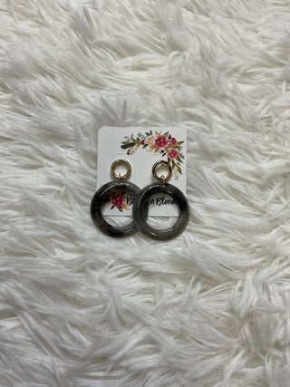 Grey Marble Hoop Earrings-Distress-Kenze Penne-Baby In Bloom