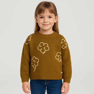 Mustard Flower Applique Sweater