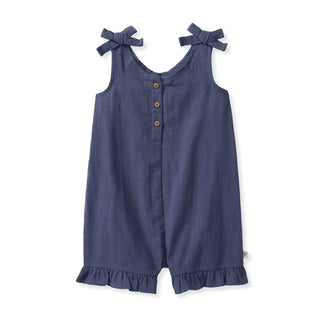Blue Smoke Muslin Gauze Ruffle Romper – Baby & Toddler Girl-160 Dress/Romper/Jumpsuit-Burt's Bees-Baby In Bloom