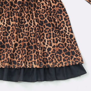 Wild & Whimsical Long Sleeve Cheetah Print Girls' Dress-160 Dress/Romper/Jumpsuit-Clover Cottage-Baby In Bloom