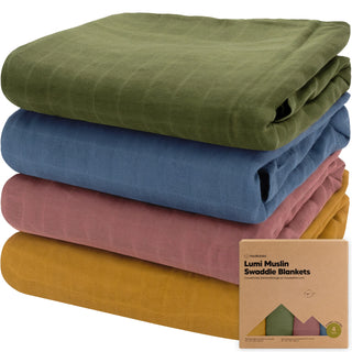 Lumi Muslin Swaddle Blankets 4 pack