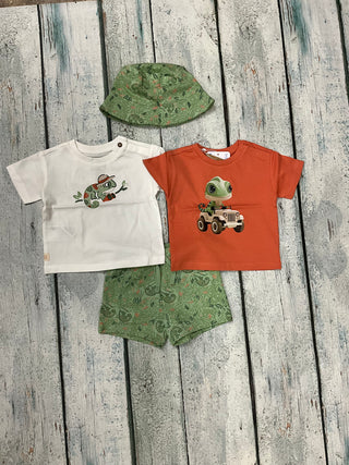 Orange Shirt with Chameleon driving a Jeep Shirt-130 Kids Tops-Mayoral USA-Baby In Bloom