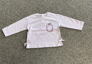 Sweet Lavender Floral Pocket Long-Sleeve Top with Side Bows-130 Kids Tops-Mayoral USA-Baby In Bloom