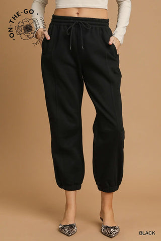 Black Jogger Pants-Distress-Umgee-Baby In Bloom