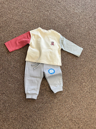 Aviator Teddy Bear Long Sleeve Tee – Playful Color-Block Baby Shirt-130 Kids Tops-Mayoral USA-Baby In Bloom