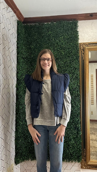 Navy Blue Vest with Bow Accent