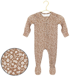 Eden Vintage Floral Zipper Footie – Buttery Soft Baby Pajamas-110 Footie/pjs/coverall/gown-Lou Lou and Company-Baby In Bloom