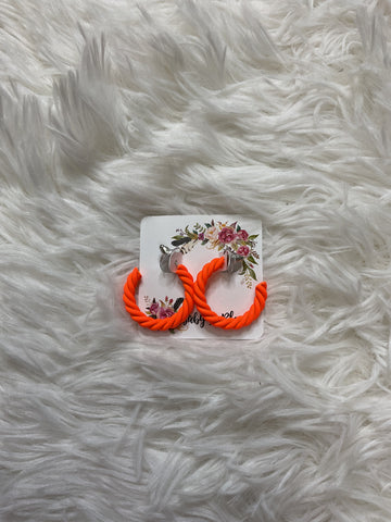 Bright Orange Twist Hoop Earrings