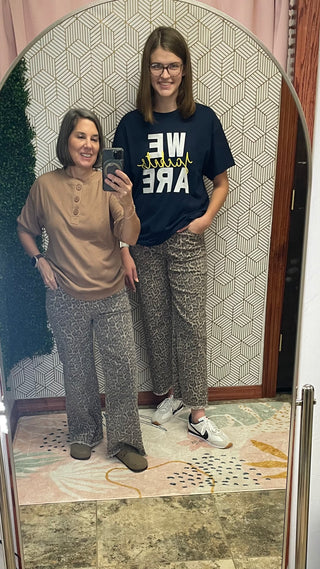 Leopard wide leg jeans