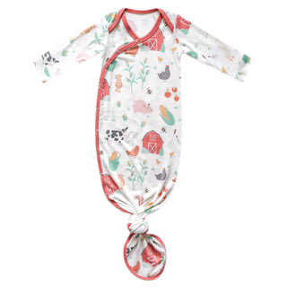 Farmstead Whimsical Knotted Baby Gown | Ultra-Soft Newborn Sleeper-110 Footie/pjs/coverall/gown-Copper Pearl-Baby In Bloom